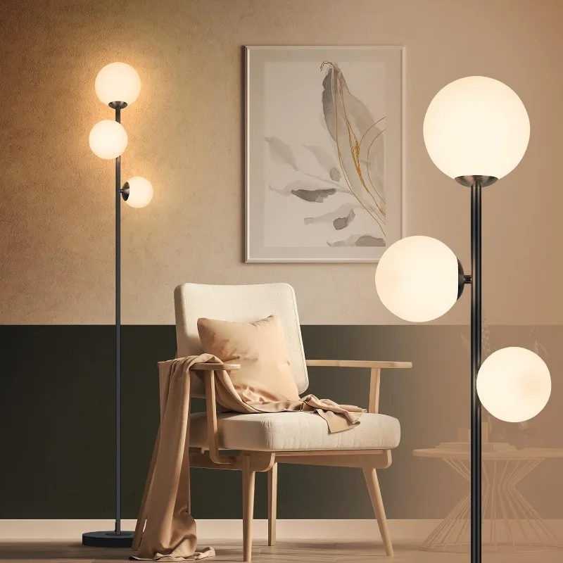 

3 Globe Vintage Floor Lamp - 3 Color Options Moderm Floor Lamps for Living Room, Mid Century Standing lamp Home Decor
