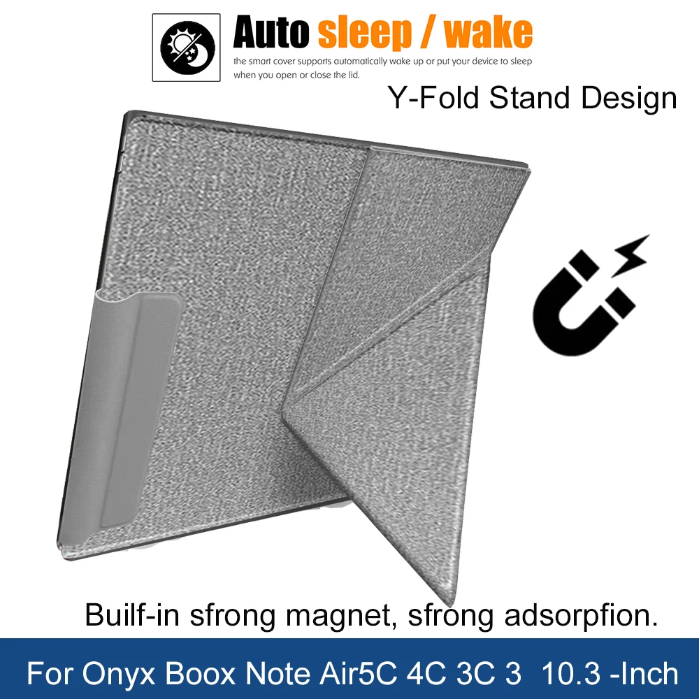 Multi Angle Y-Fold Stand Auto Sleep/Wake with Pencil Holder Funda Case For Onyx Boox Note Air3C Air4 C Air5 C, 10.3