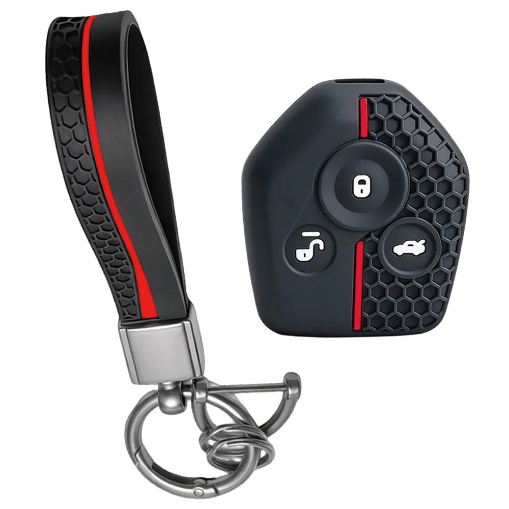 For Subaru Forester Outback Legacy XV Crosstrek Impreza BRZ WRX silicone fixed blade key cover with wrist strap and key ring
