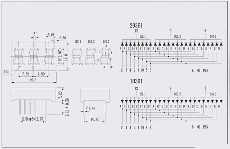 Tubo digital, 0.36 polegadas, 20pcs Pure Green LED Display, ânodo comum, 7 Segment