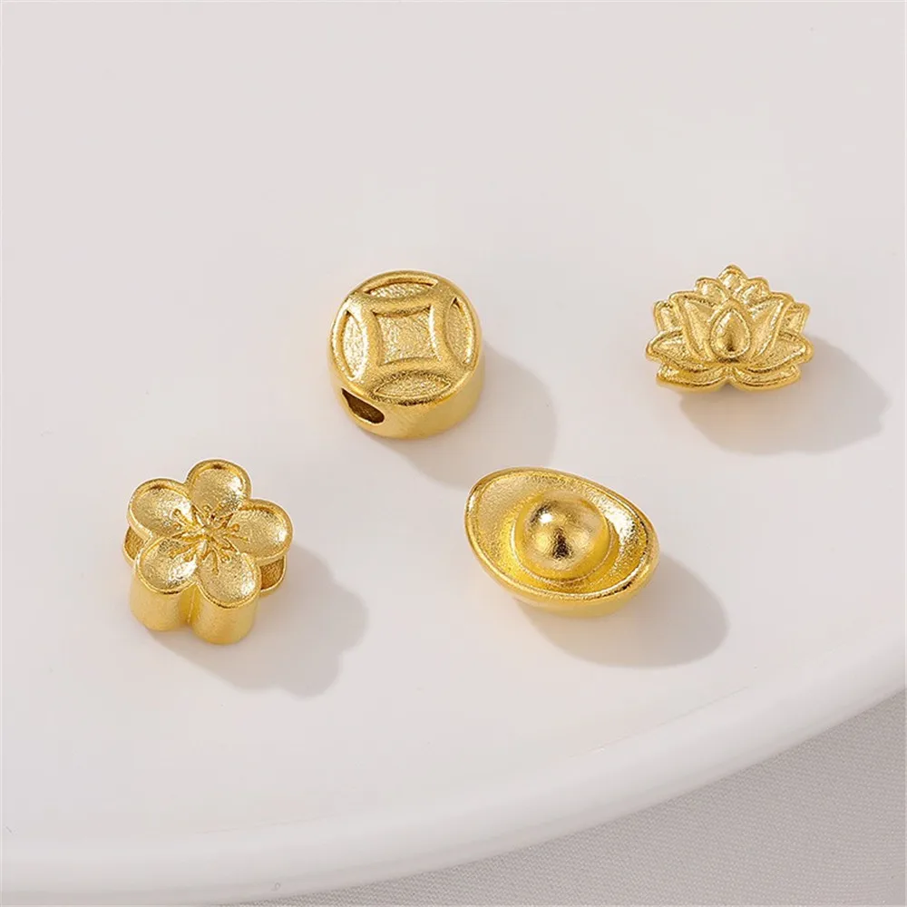 

Strong Color Preservation Vietnam Sand Gold Ingot Copper Wire Lotus Bead Pendant DIY Handmade Bracelet Necklace Accessories