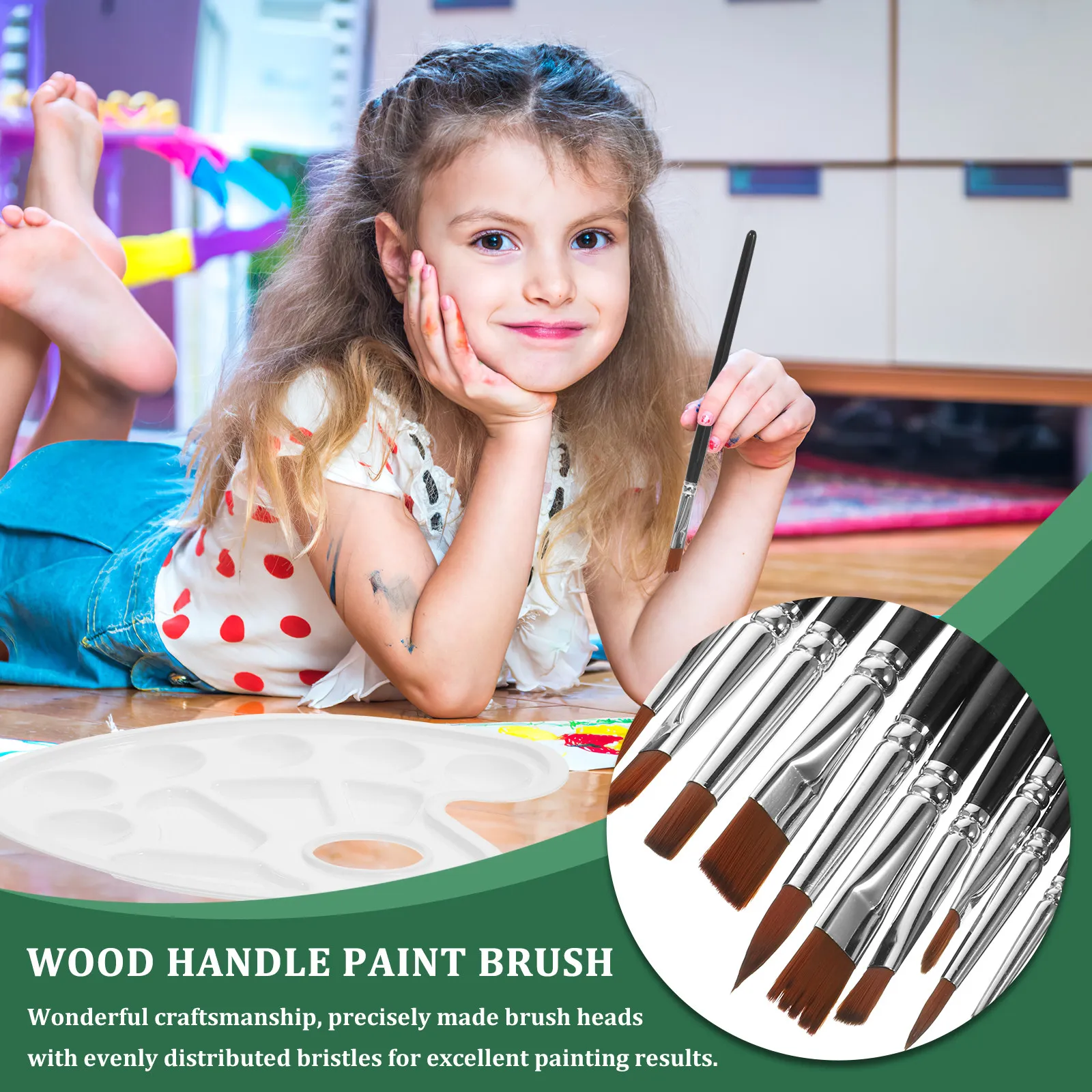 

Набор из 6 нейлоновых кистей 1/2 дюйма с деревянной ручкой, портативные, многоразовые, для покраски стен, художественных работ, ремонта дома