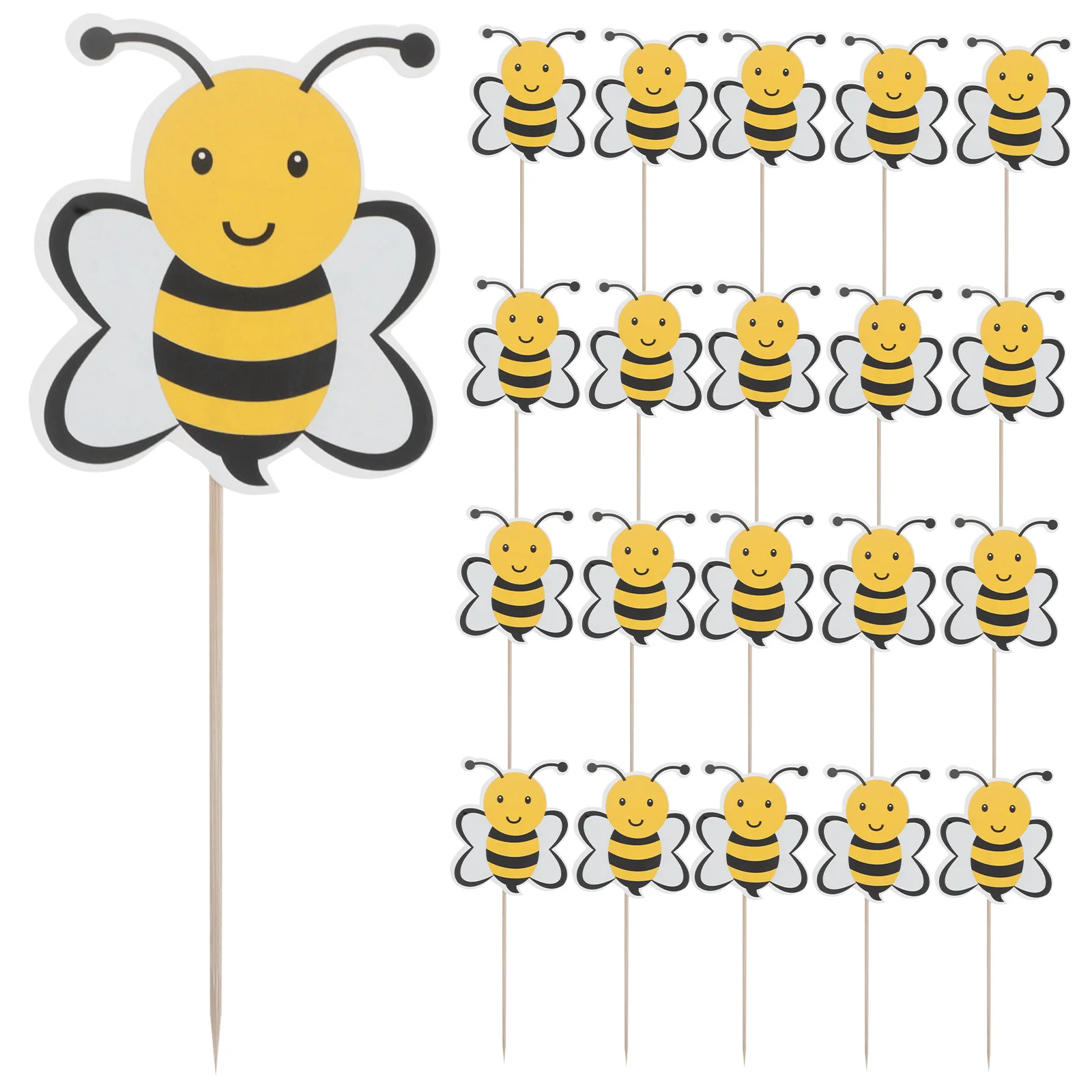 

72 Pcs Bee Cake Decoration Themed Topper Yellow Birthday Decorative Props Child