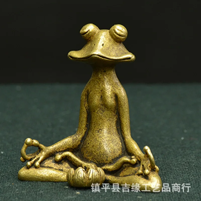 Antique Brass Seat Zen Frog Decoration Solid Frog Lotus Incense Stick Tea Ornaments Tea Art Decoration Gift