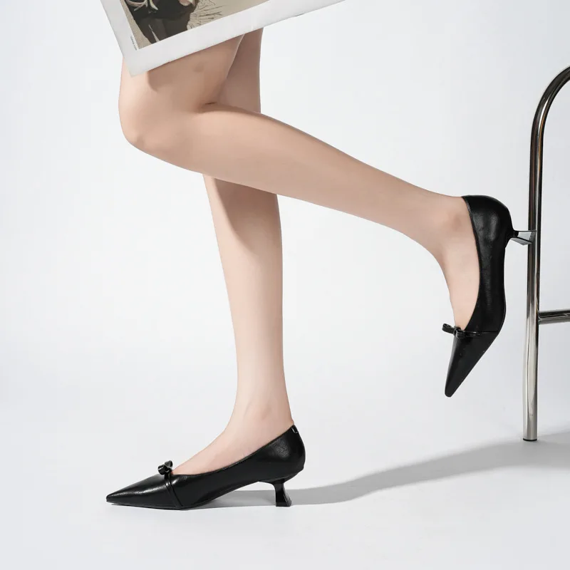 المرأة أشار تو هريرة الكعوب القوس ديكور مضخات الجلود مكتب اليومية حذاء كاجوال حجم 34-40 Q-130