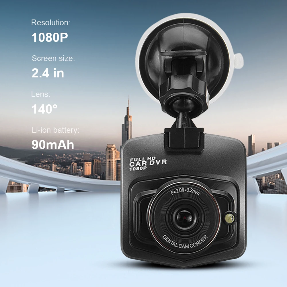 Car DVR Suction Cup HD 1080P Vehicle Video Recorder 2.4 Inch LCD Screen Car Camcorder Motion Detection G-Sensor Circle Recording