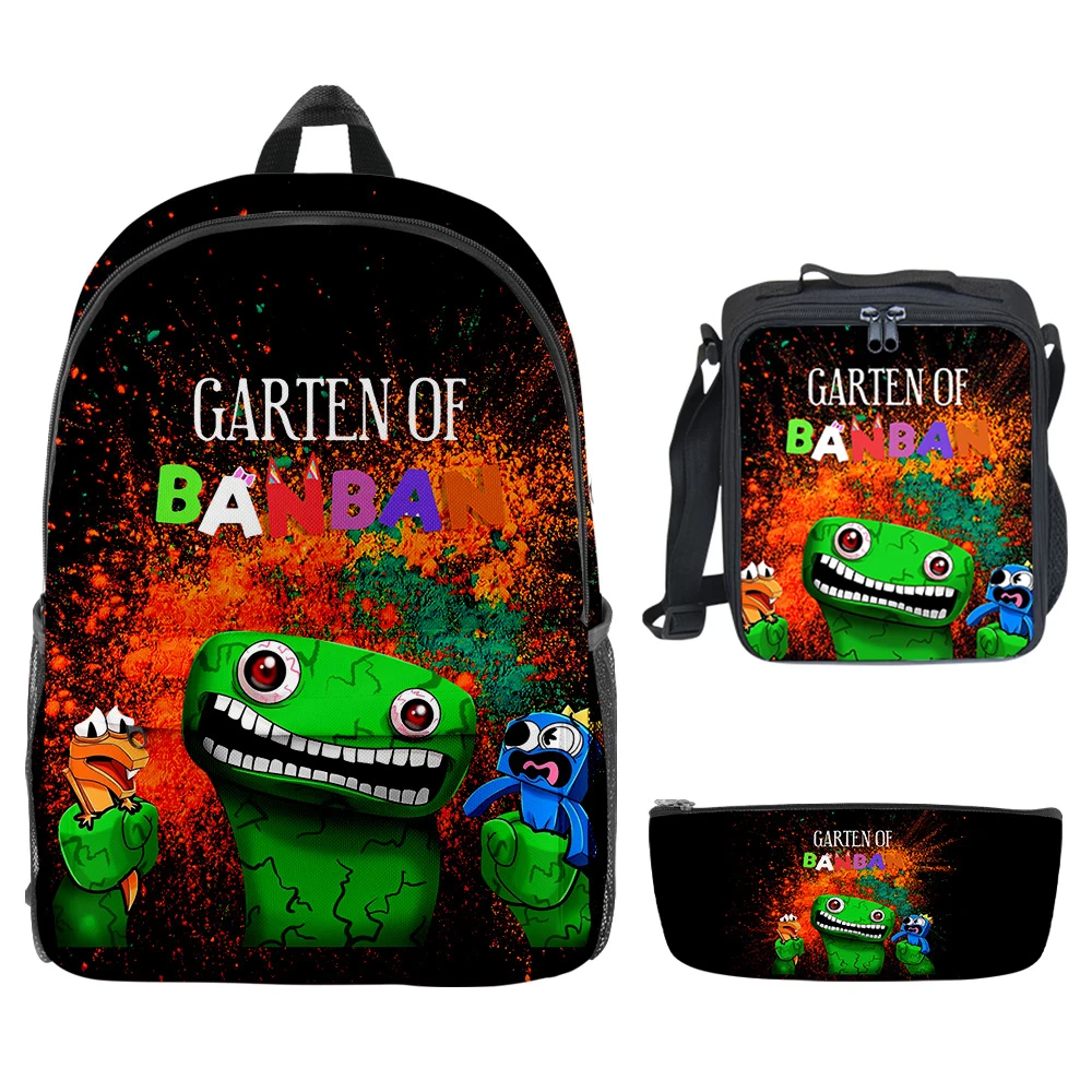 Fashion New Garten of Banban 3D Print 3pcs/Set Student School Bags Laptop Daypack Backpack Crossbody Lunch bag Pencil Case