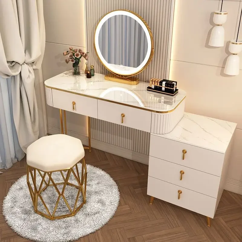 

Dressing table, bedroom, modern and minimalist Nordic light luxury, internet celebrity style makeup table and cabinet integrated