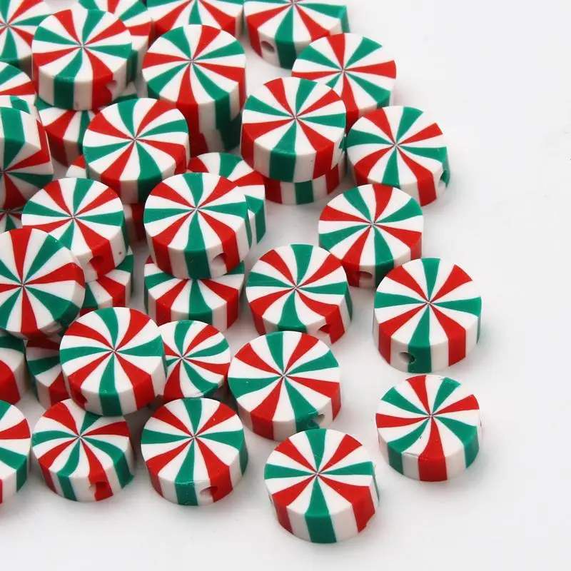 25/50 piece plastic candy jar and mint slice decoration set - DIY white striped hanging decorations in red and green, suitable f