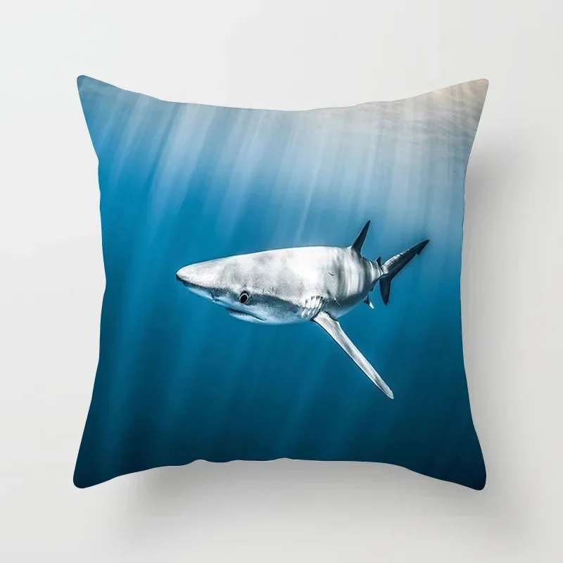 Ocean World Turtle Shark Dolphin Print Cushion Cover Home Living Room Sofa Car Decoration Throw Pillow Cover