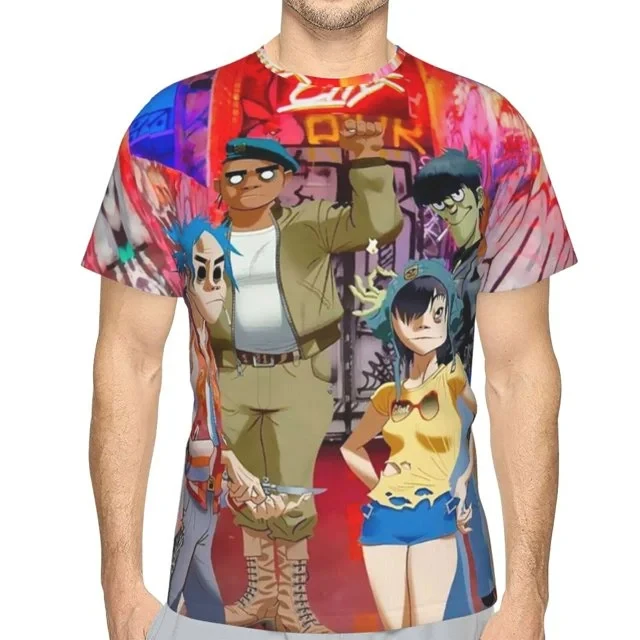 Popularna koszulka z nadrukiem 3D zespołu rockowego Gorillaz dla mężczyzn i kobiet Modna koszulka z krótkim rękawem dla dzieci Hip Hop Tops Tees Men Clothing Fan