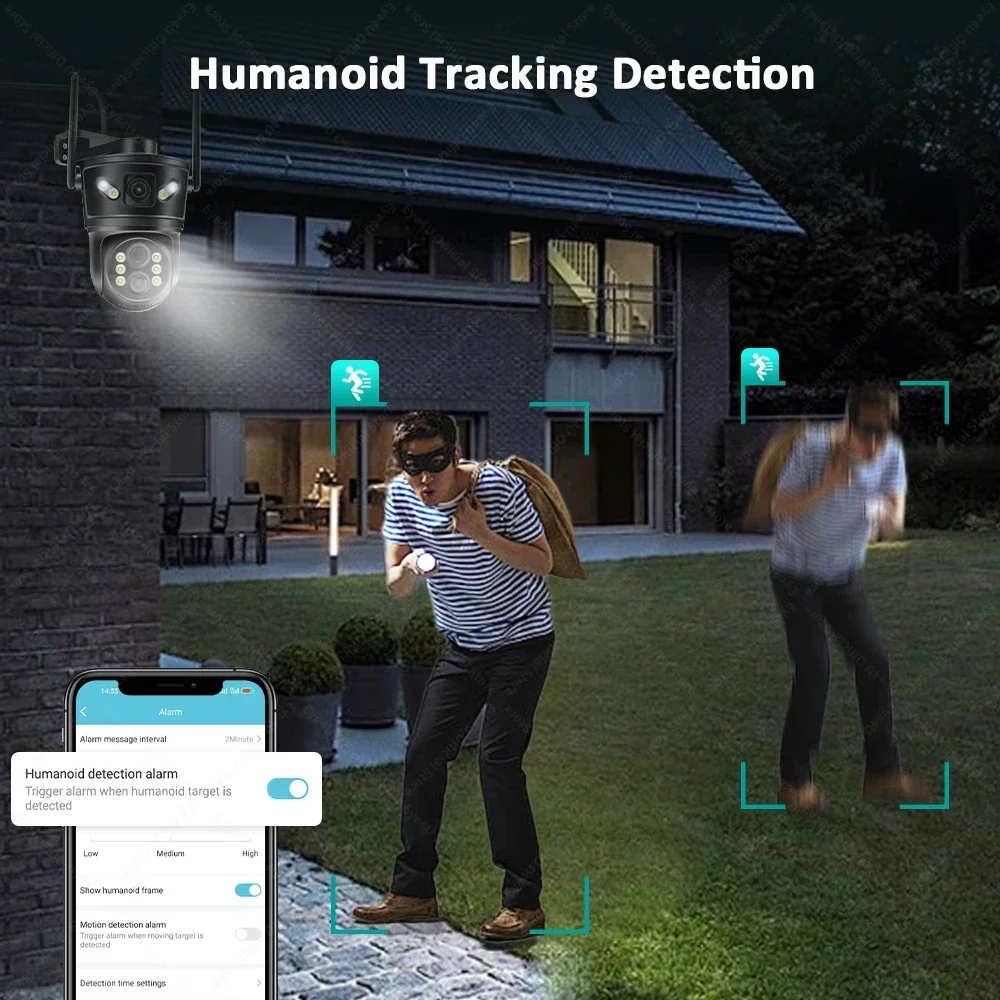 Imagem -04 - Wifi Câmera Ptz 10x Zoom Três Lente Tela Dupla Câmera de Segurança ao ar Livre ip Rastreamento Automático Bluetooth Vigilância Cctv 12mp 6k