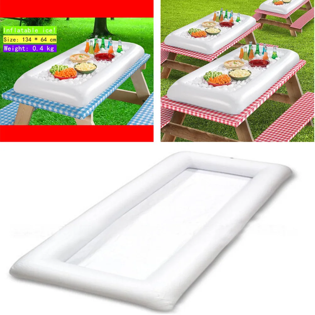 2 Stück Aufblasbare Eiskühler PVC-Teller Salat-Buffet Pool-Party Schwimmender Getränkehalter BBQ Camping Picknick Zubehör