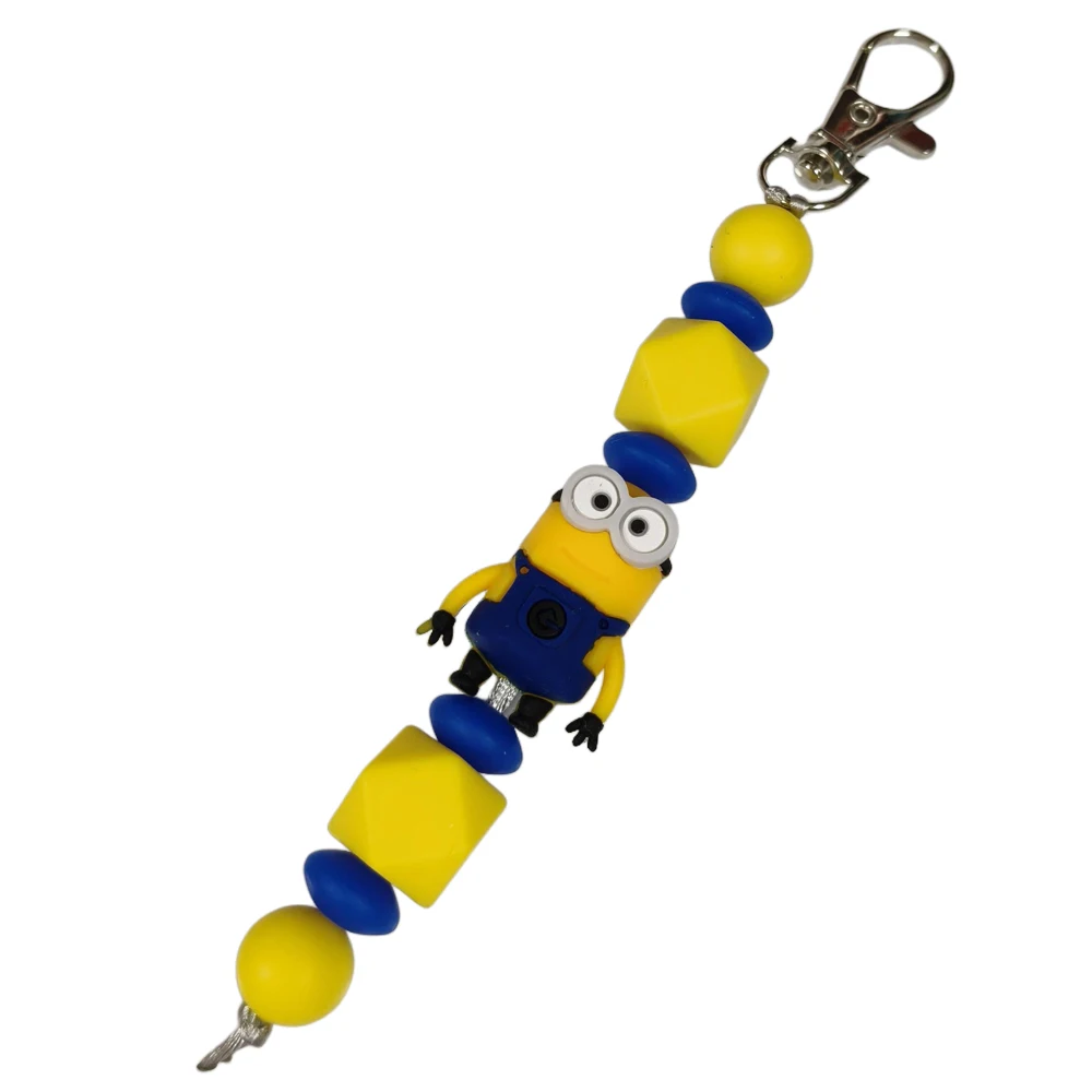LLavero de Minions con cuentas de silicona hecho a mano, colgante, adornos para coche, bolsa, accesorios para llaves, juguete para niños, regalo de Navidad, 1 ud.