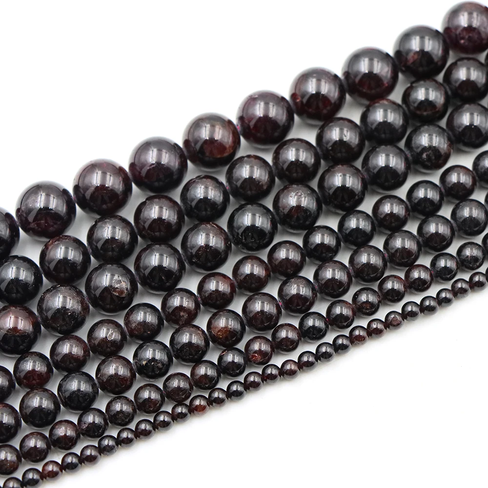 Genuine Natural Stone Dark Red Garnet Bead Round Loose Spacer Gem 4 6 8 10mm For Jewelry Making Diy Necklace Bracelet Accessory view 2