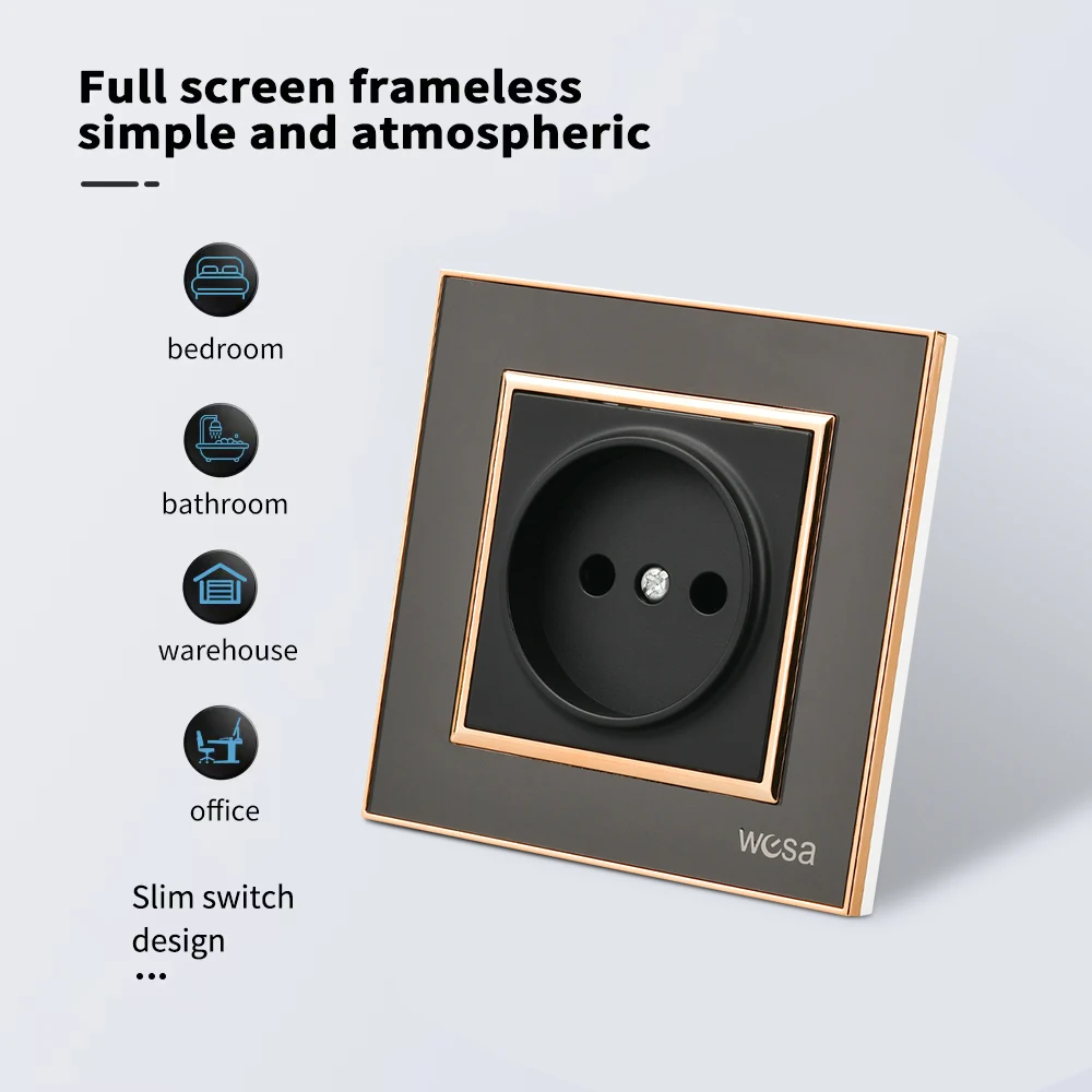 مقابس الطاقة السوداء المقابس المقبس الاتحاد الأوروبي القياسية الكلاسيكية منافذ كهربائية التيار المتناوب 250 فولت لا الأرض الجدار جزءا لا يتجزأ من مقبس مثبطات اللهب #3