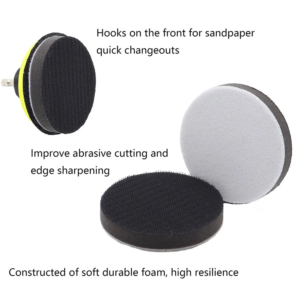 Silicon Carbide Wet Dry 3 Inch Sandpaper Set 69 Piece For Grinding Polishing And Smoothing For Surfaces With Foam Backing Pads