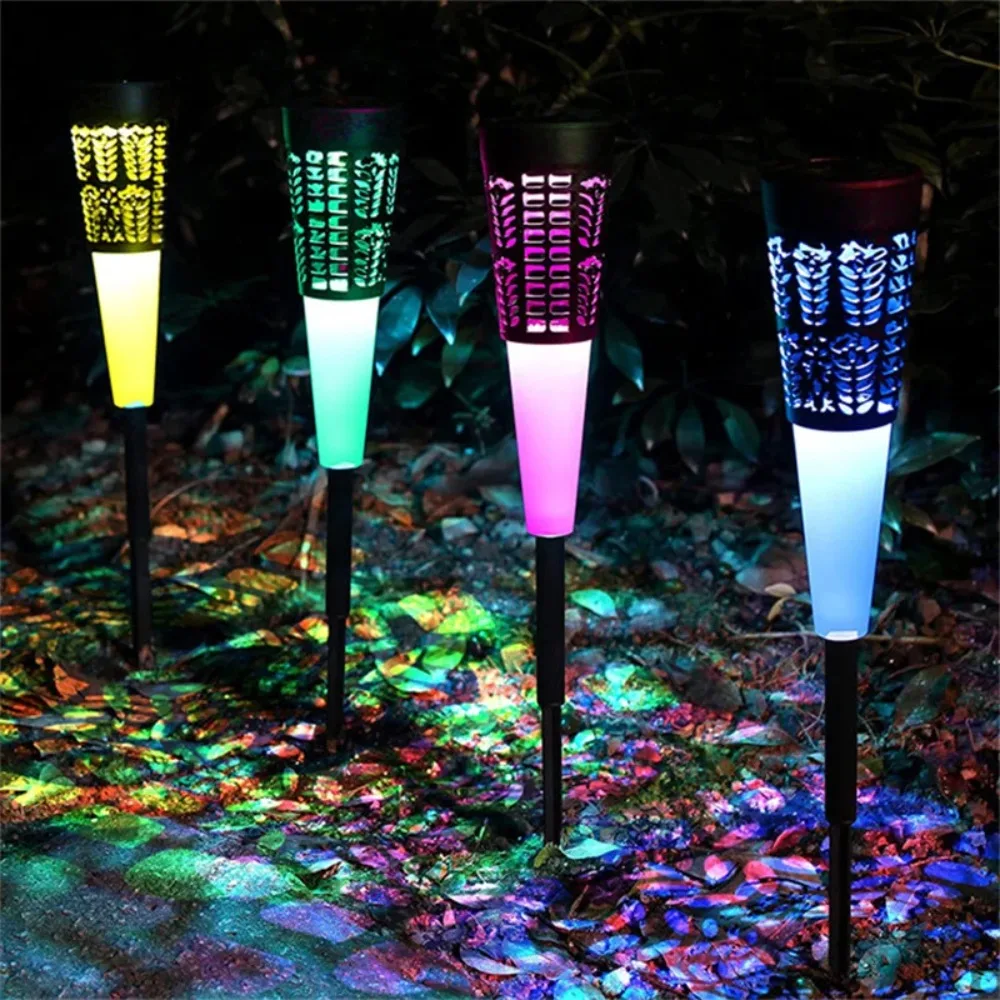 RGB Solar Garden Lights 2 Lighting Modes Waterproof Garden Lamp Cocktail Cup Shape Lamp for Landscape Lawn Christmas Decoration