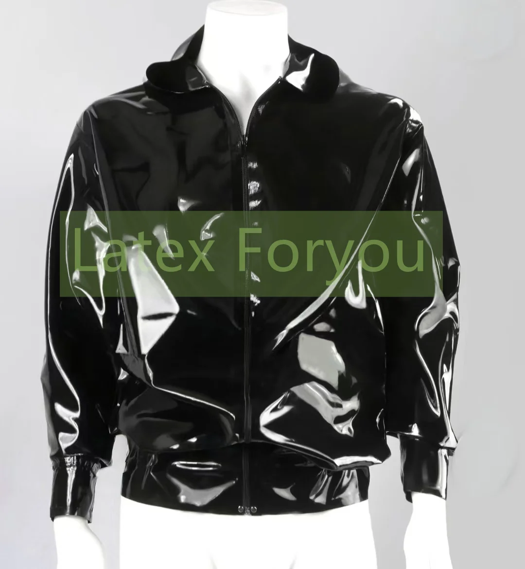

Classic Natural Black Latex Man Jacket Coat Rubber Gummi Casual Jacket Hoodie Latex Men's Top Daily Casual Wear customized 0.4mm