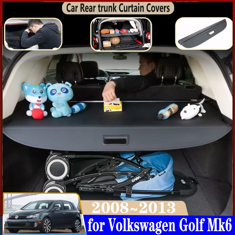 For VW Golf MK6 Volkswagen Golf 6 2008~2013 Car Luxury Trunk Covers Material Curtain Rear Curtain Retractable Car Accessories