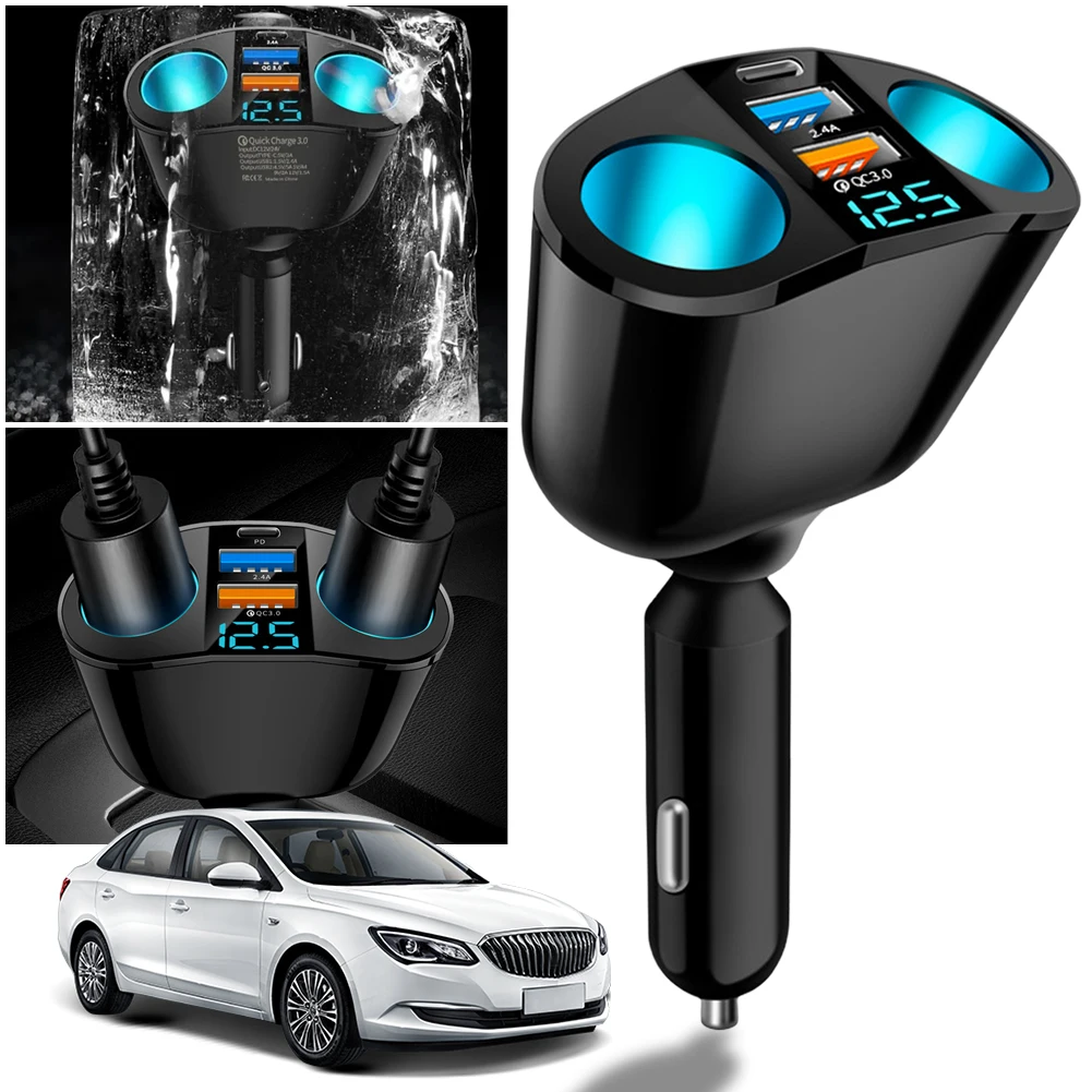 Isqueiro do carro soquete divisor pd qc3.0 12v-24v carregador de telefone tomada dupla usb adaptador de alimentação para carregamento dvr do telefone móvel