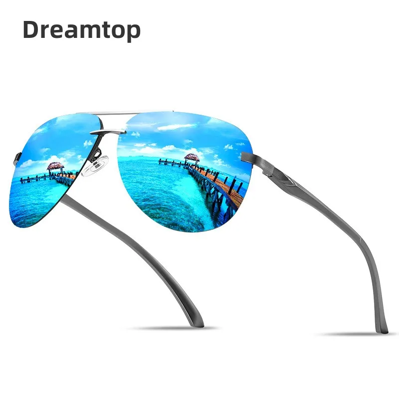 

2023 New style Dreamtop Men Sunglasses Classic Driving Sun Glassess Metal Frame Mirror Lens Sunglasses Men/Women