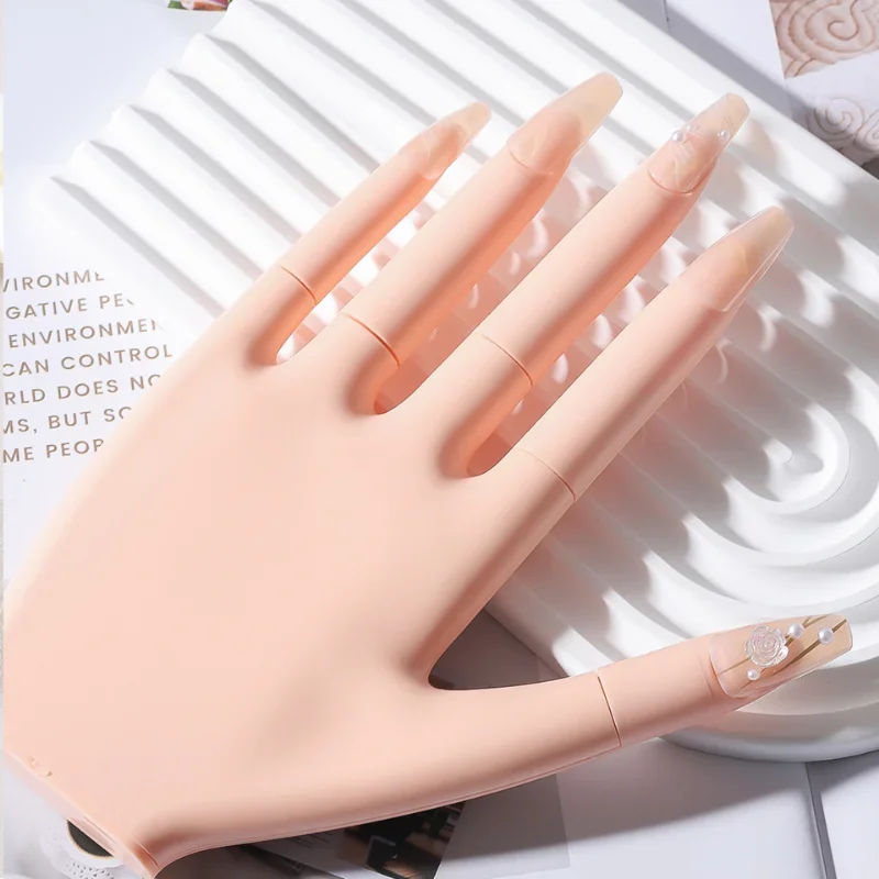 Adjustable False Finger Hands DIY Manicure with Gel Nail Practice Fingers Model Manicure FlexibleWear Flase Nail Tip Show Tools