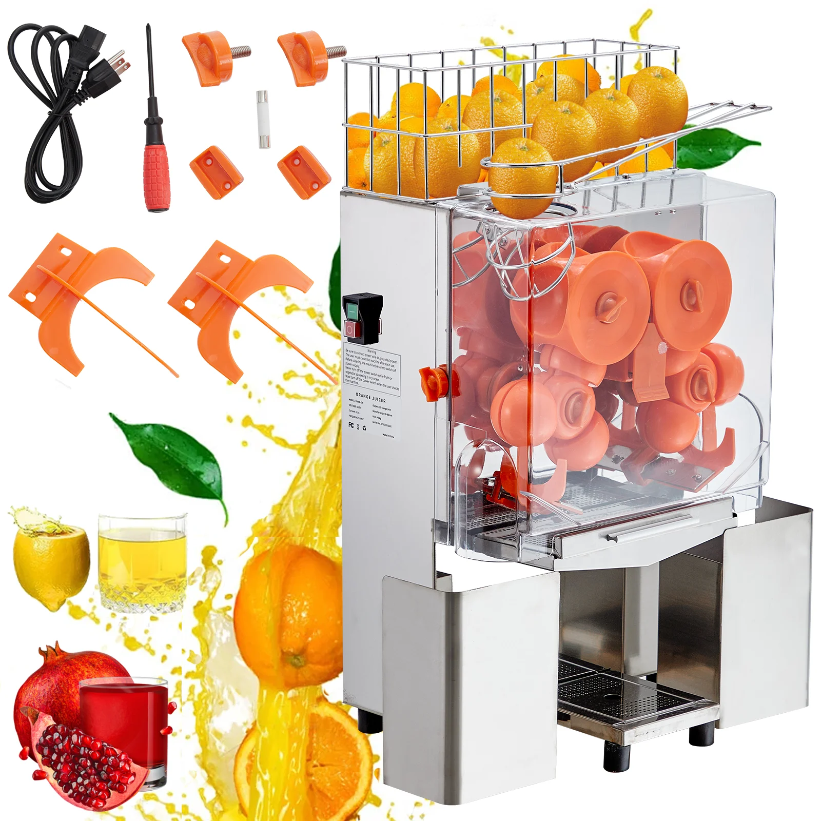 Commercial Juicer Machine, 110V Juice Extractor, 120W Orange Squeezer for 22-30 per Minute, Electric Orange Juice Machine