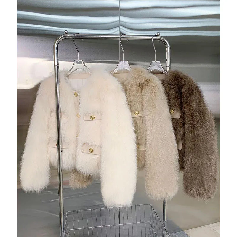 Fur Women's Autumn Winter 2024 New Explosion Round Neck Slim Coat Fashion Plush Short Coat Thick Warm Soft And Comfortable Coat