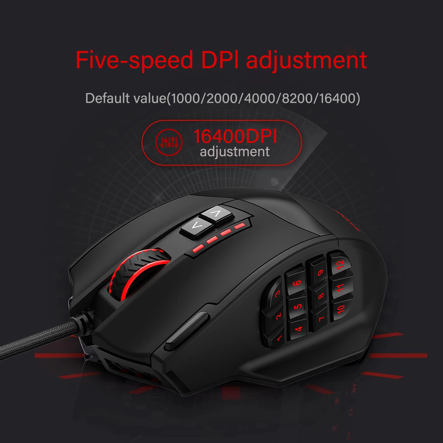 Imagem -05 - Rgb Led Gaming Mouse 12 Botões Laterais Óptico com Fio Ergonômico Gamer Mouse Alta Precisão Max 12.400 Dpi E-yooo-x39