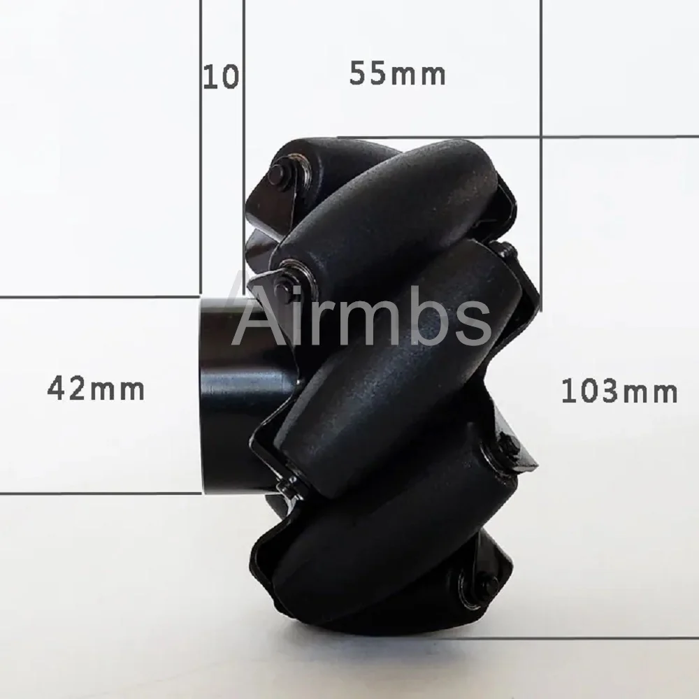 300KG 하중 4인치 100mm 스테인리스 스틸 메카넘 휠 베어링 커플링 포함 전방위 차량 로봇 섀시 타이어