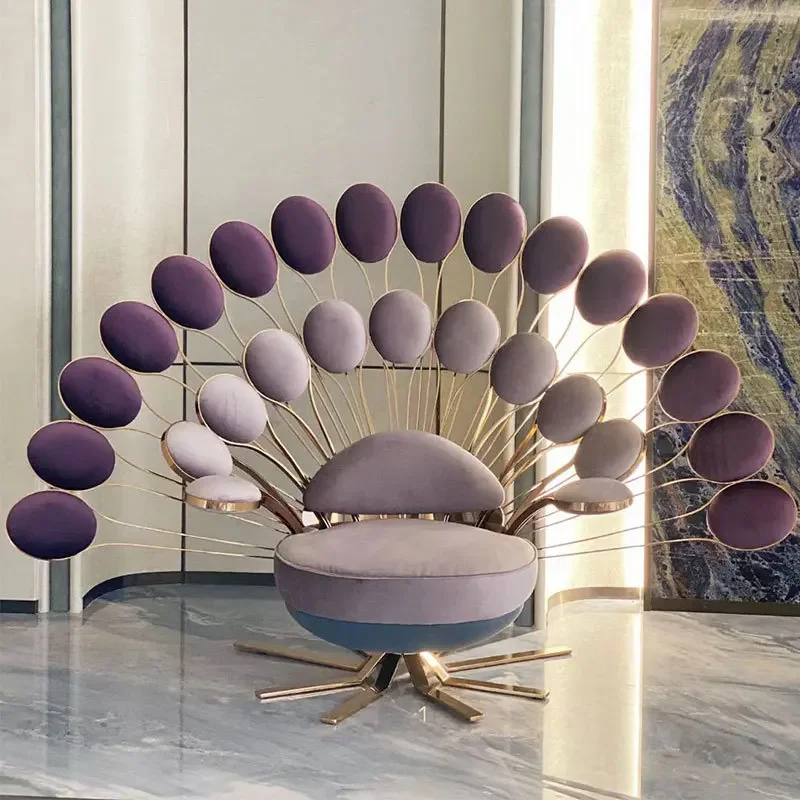 Peacock Open Screen Art Hotel Lobby Light Luxury Petal Leisure Sofa Chair