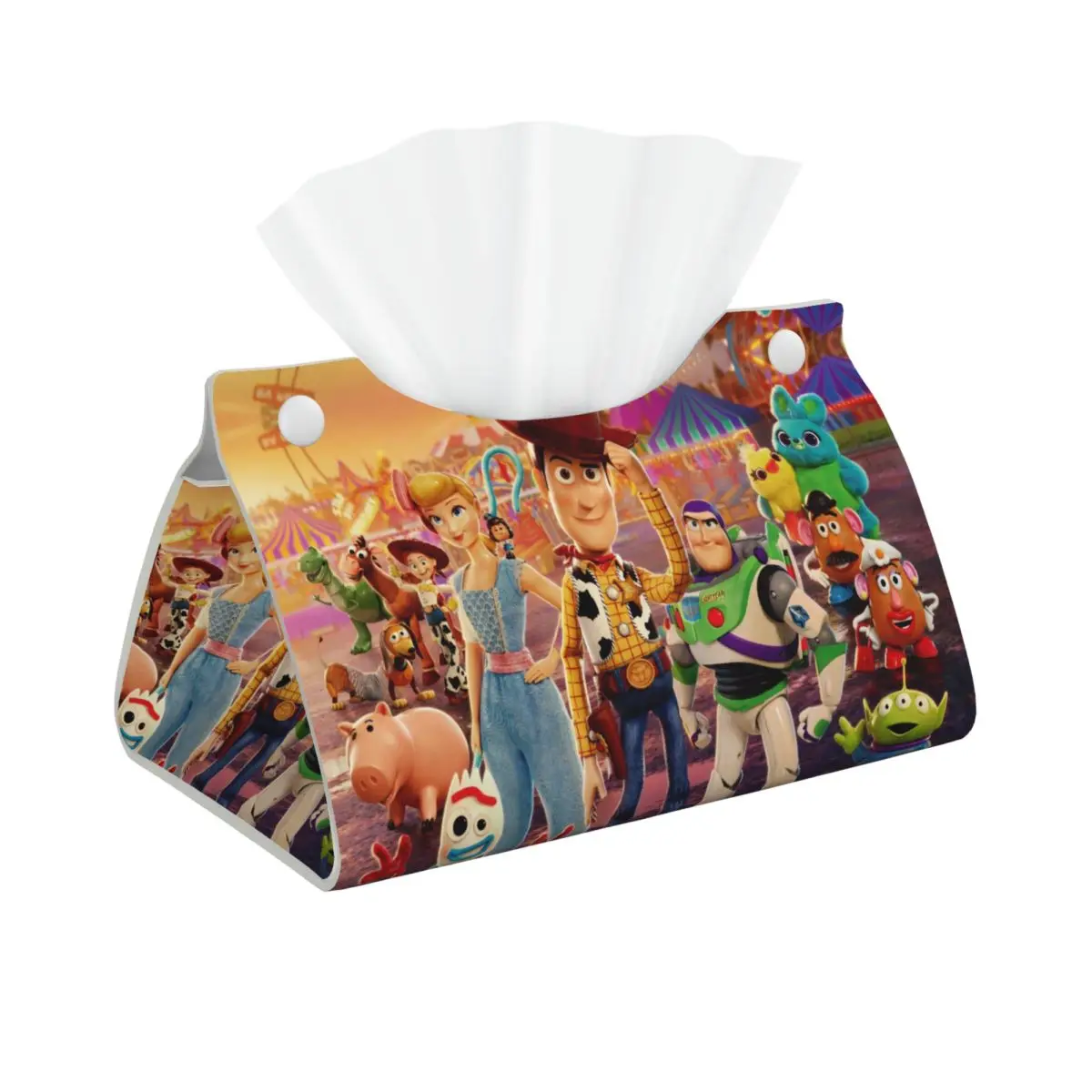 Custom Animated Toy Story Tissue Box Holder Rectangular Cartoon PU Leather Facial Tissue Box Cover for Car Office