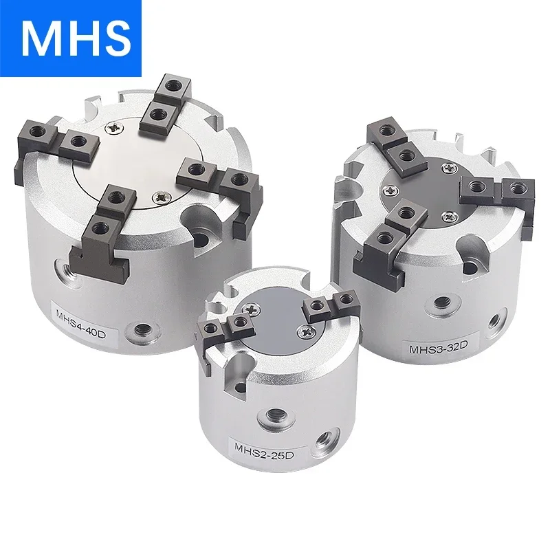 MHS2/MHS3/MHS4 Series 2/3/4 Finger Pneumatic Gripper Replacement Double Action Rotating Air Cylinder 16D/20D/25D/32D/40D/50D