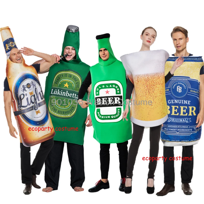 Erwachsene Unisex lustige Bier Kostüm Schwamm Whisky Rum Flasche Bierflasche kann Overalls Halloween Kostüme Bier Festival Purim cos