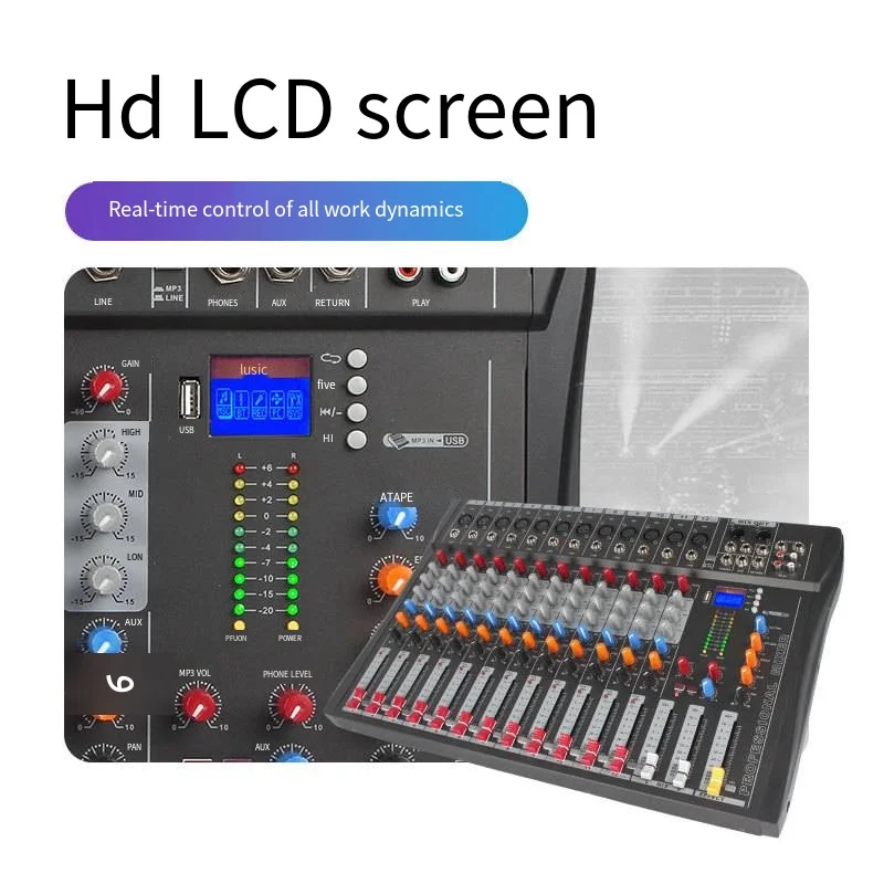 12-Channel Professional Mixer Sound Mixing Console Computer Input USB Audio Mixer Interface Mixing Console Sound Card