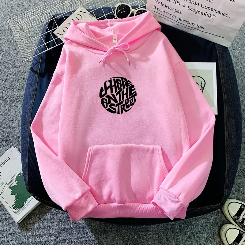 J-Hope On The Street Hoodies Fashion Kpop Letter Print Hoodie Women Autumn Loose Sweatshirt Female Streetwear Clothes