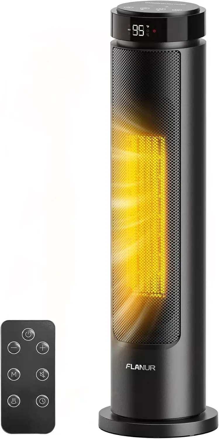 

Портативный электрический обогреватель 1500 Вт с пультом ДУ, 5 режимов, защита от детей и функция безопасности для больших помещений