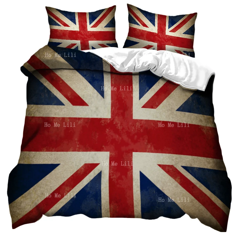 A Vintage Union Jack Design. The Standing Lion And The College Crest Duvet Bedding Set