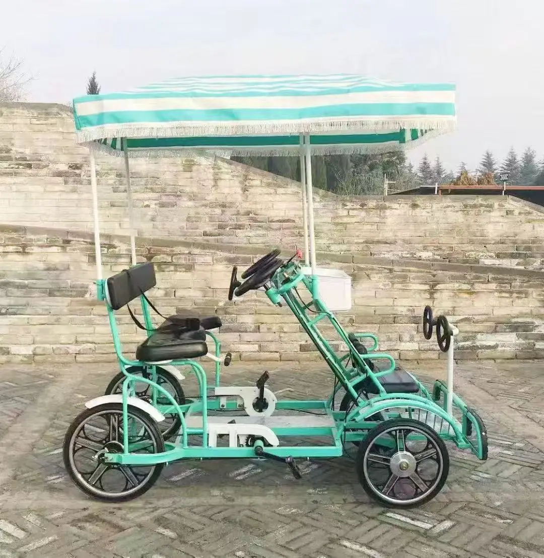 Sightseeing 4-seater row quad city bicycle tandem outdoor travel human pedal four-wheeled vehicle