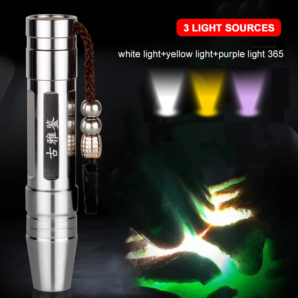 Portátil Jade Identificação Lanterna, LED Light Torch, Dedicado Luz UV, Ultravioleta para Gemstone Jóias Detectar, 3 em 1, Mais Novo