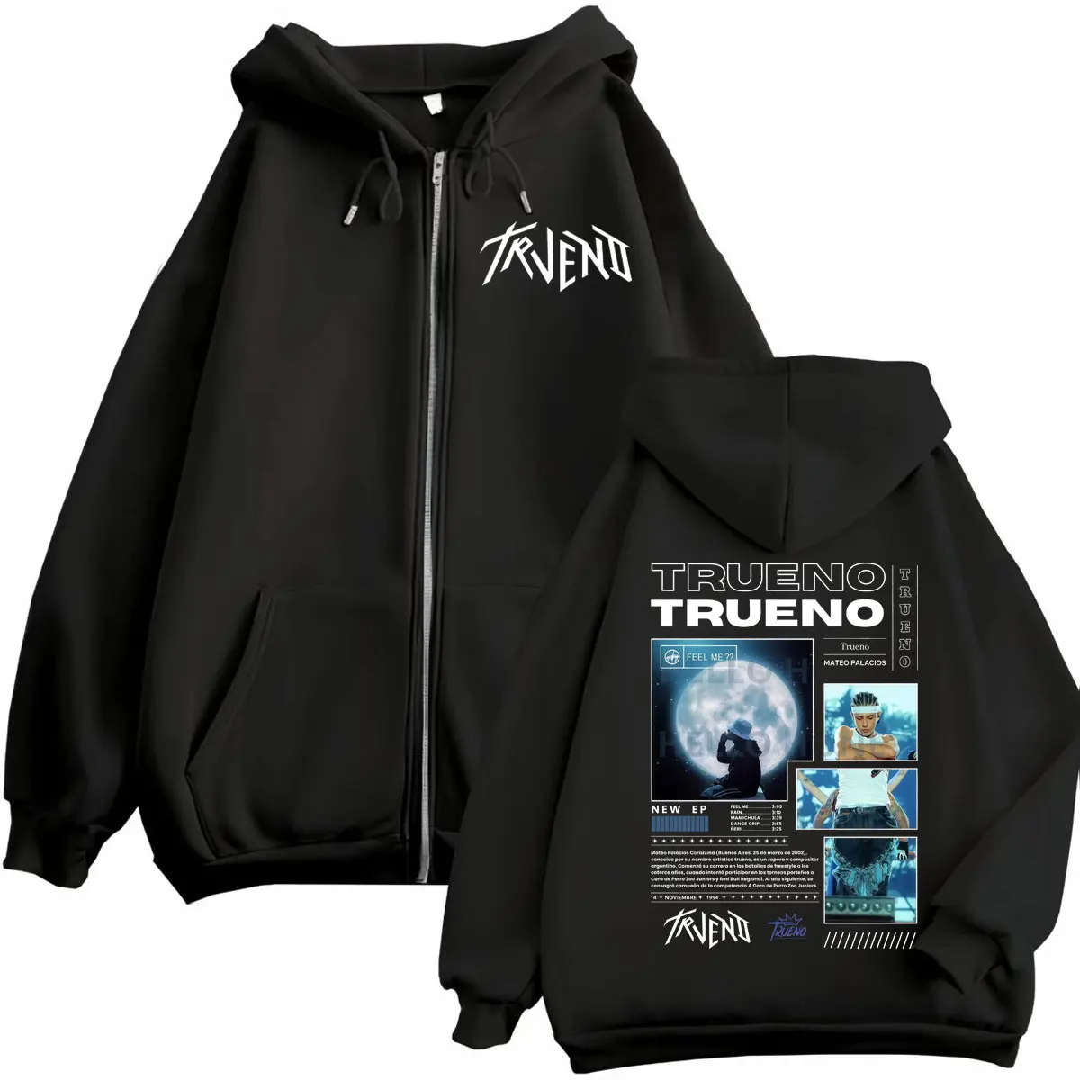 

Rapper Trueno Album Merch Zipper Hoodie Men's Women Harajuku Hip Hop Zip Up Sweatshirts High Quality Fashion Oversized Pullovers