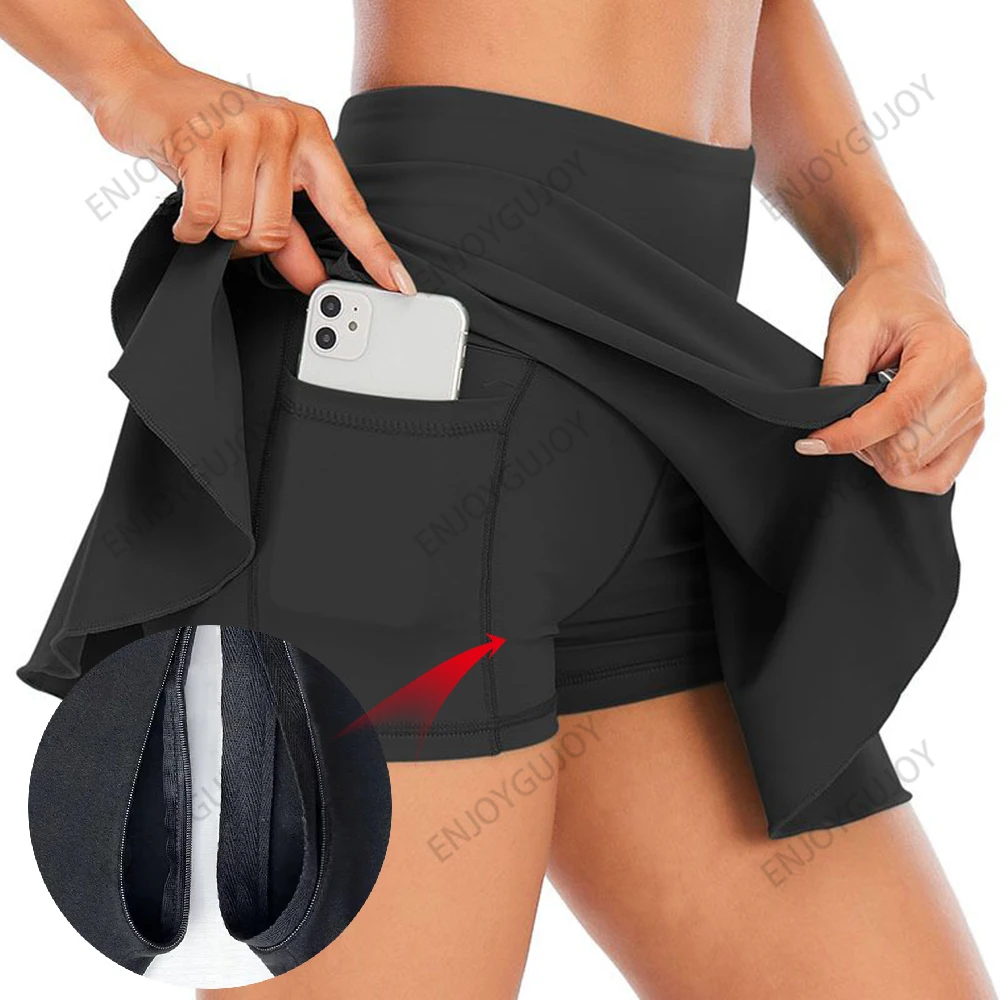 Invisible Open Crotch Yoga Skirts, Outdoor Sex Ms Fitness, Quick Drying, Breathable High Waist Pocket, Sports Tennis Culottes