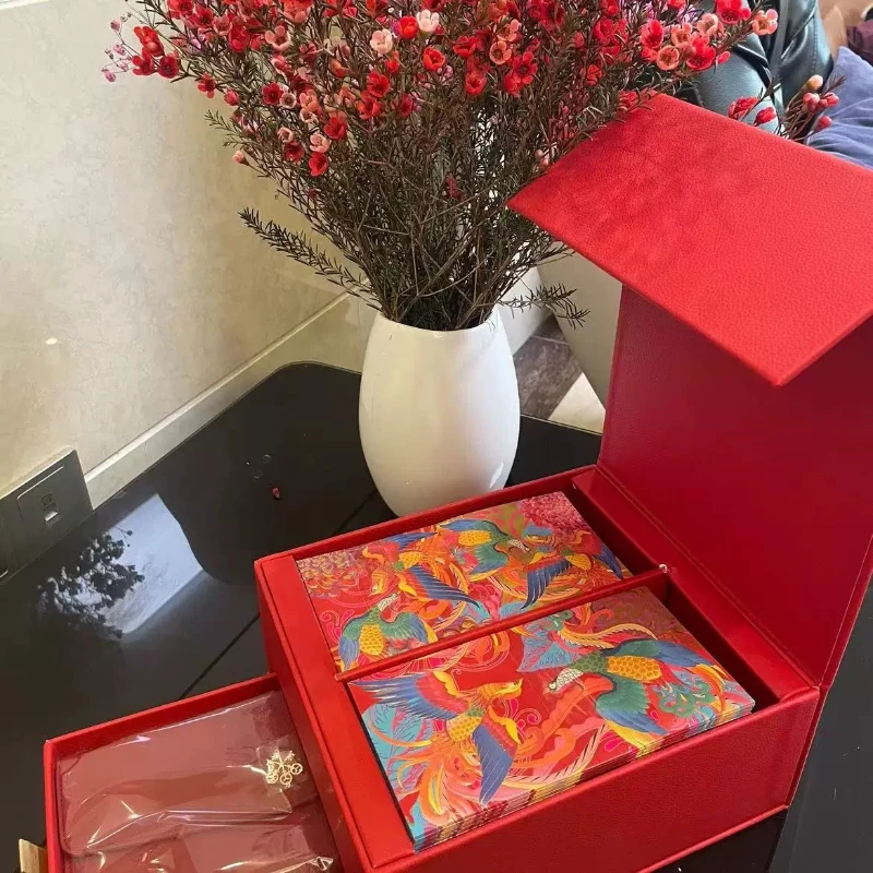 

Chinese New Year luxury leather gift box high net worth crowd gift Phoenix Swiss line red envelope