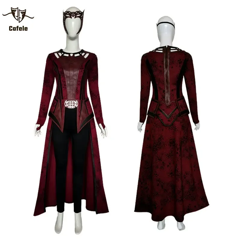 Cafele Frauen Wanda Maximoff Cosplay Kostüm scharlachrote Hexe Kopf bedeckung Umhang und Hosen komplettes Set Outfit Halloween Accessoires Requisiten