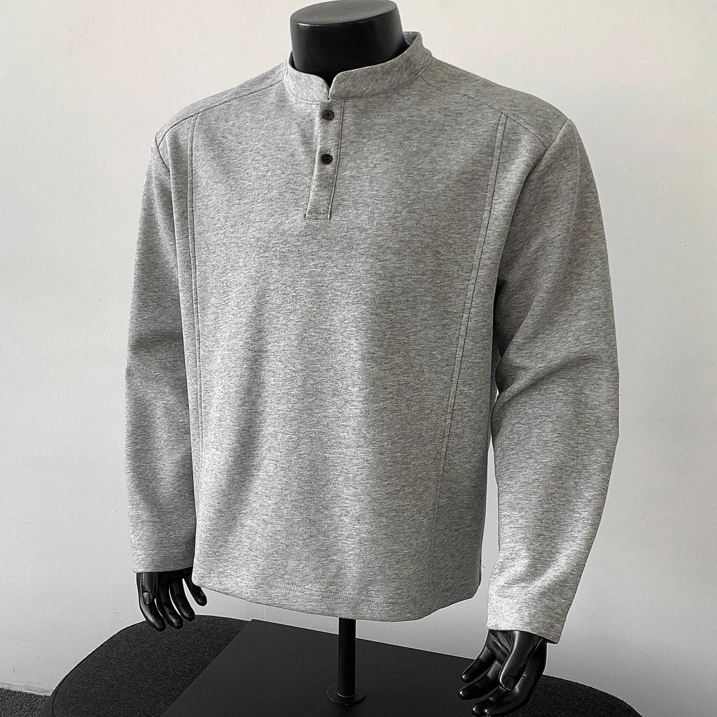 Men's Long Sleeve T-Shirt Henry Collar Inner Wear Couple Fashion Sweatshirt American Style Home Leisure Outdoor Camping Work