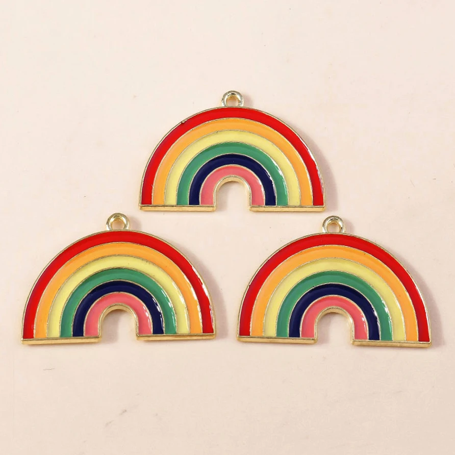 Leslie 10 Stück/Set Emaille-Mond-Stern-Regenbogen-Anhänger für Niedliche Ohrringe, Armbänder, Halsketten, Anhänger, DIY-Schmuckherstellungszubehör – Detail 7