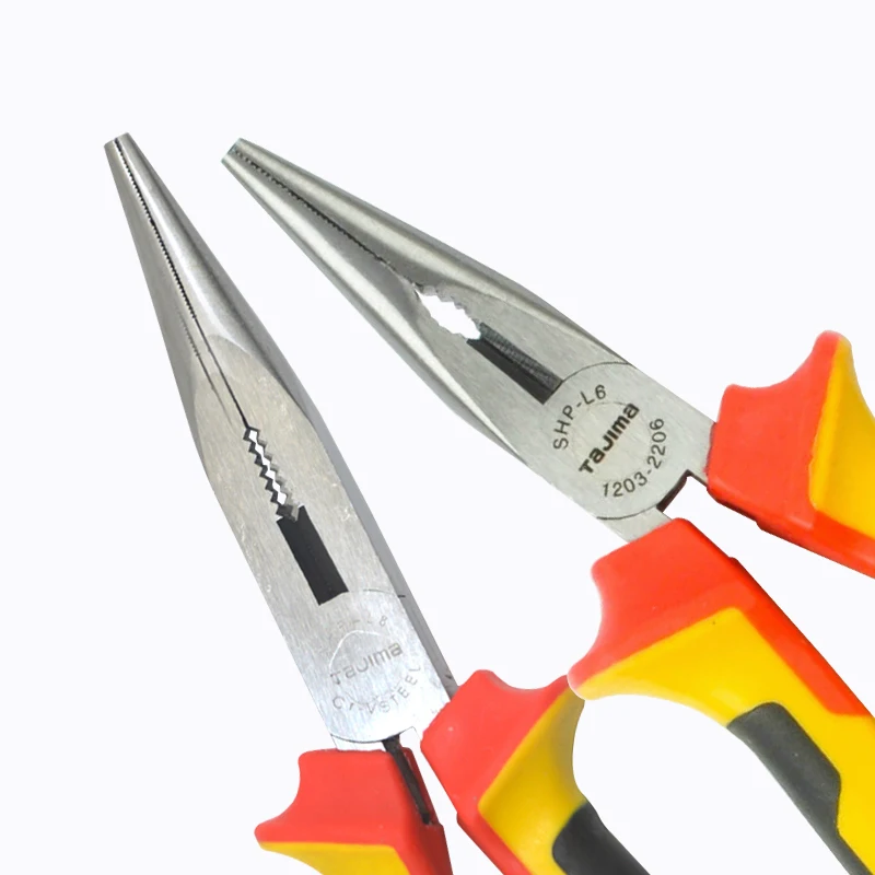 Tajima SHP-L6/L8 American tricolor handle needle-nose pliers Needle-nose pliers Multi-purpose needle-nose clamp 6 \