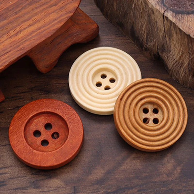 50 PCS DIY Wooden Buttons Sewing Accessories Child Clothing Needlework Shirts Decorative Buttons Handmade Crafts Kids Apparel