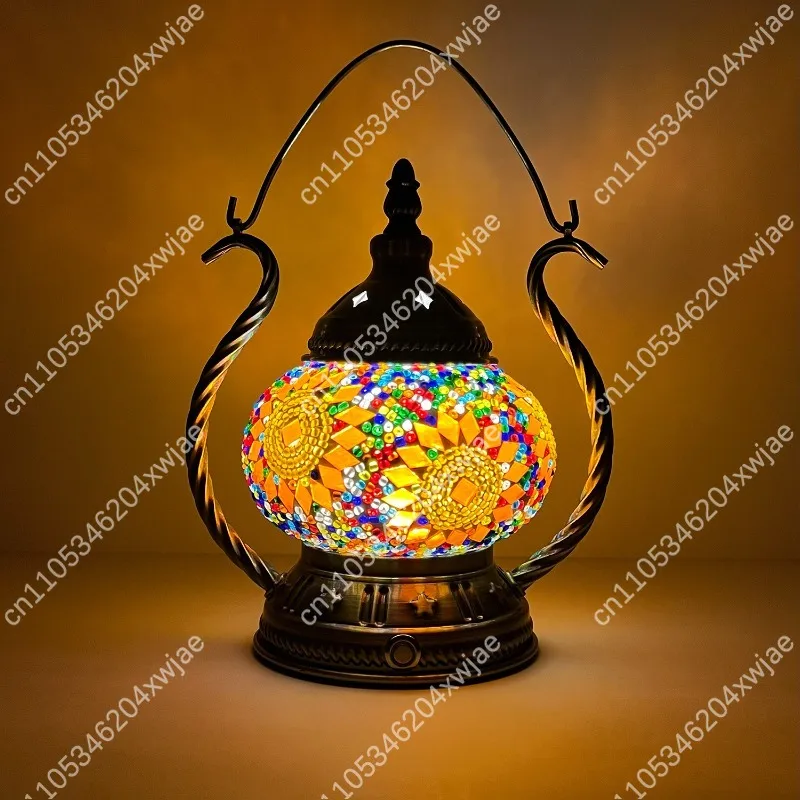 USB Rechargeable Turkish Handmade Color Glass Table Lamp Exotic Light For Restaurant Hotel Bar Homestay